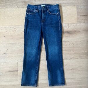 Good American Sz 6-12 blue denim jeans straight high waisted cropped *T17